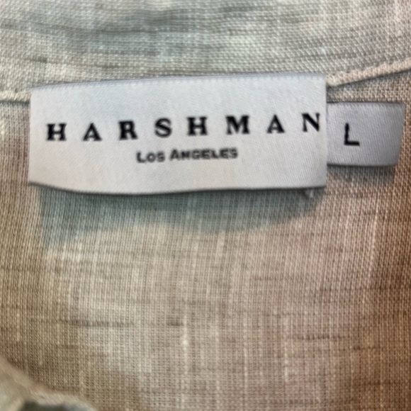 Harshman 100% Linen Tan Oatmeal Button Down Maxi Dress Size Large Collared - Picture 3 of 16